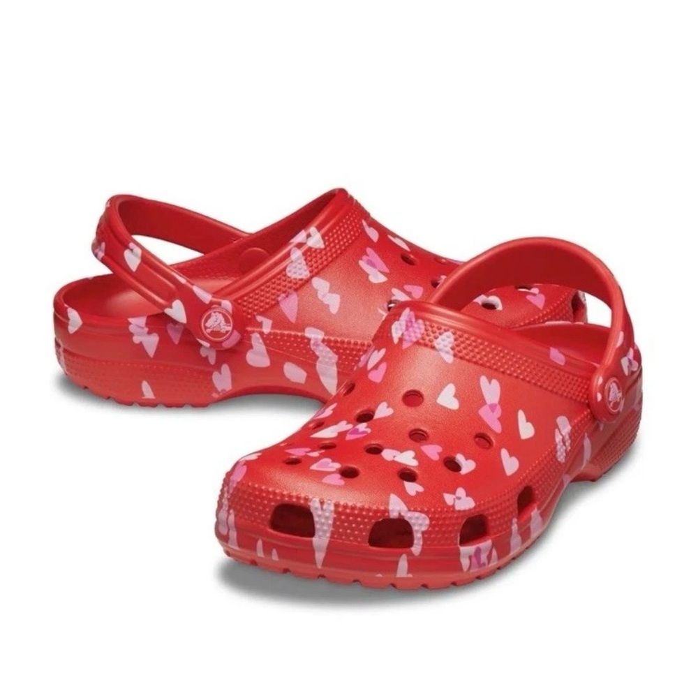 New CROCS Red and Pink Heart Slippers size 10 V day new with tag